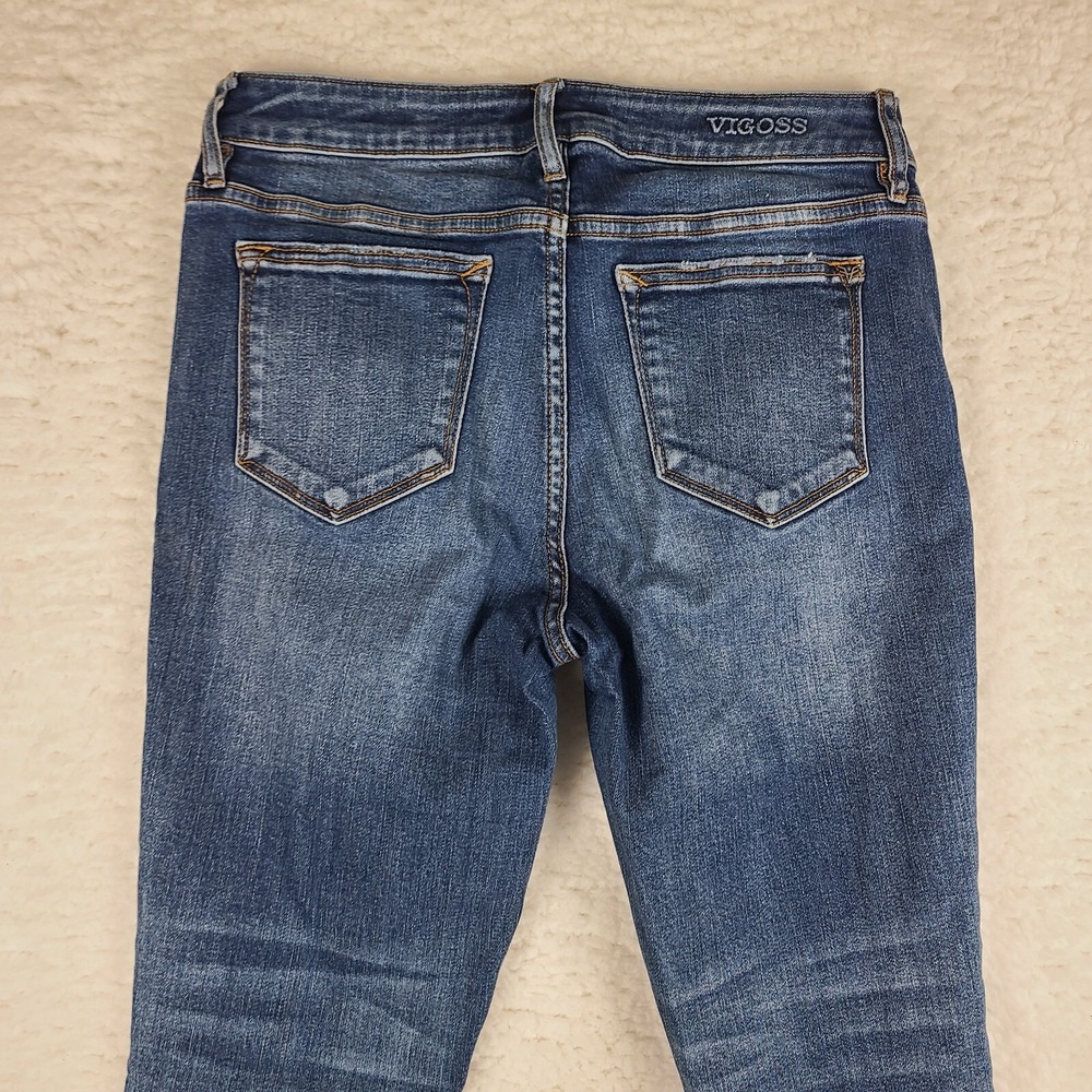 Vigoss Jeans Womens 27x27 Blue Jagger Skinny Fray Distress Dark‎ Wash Denim - Picture 11 of 14